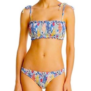 Smocked patchwork bikini